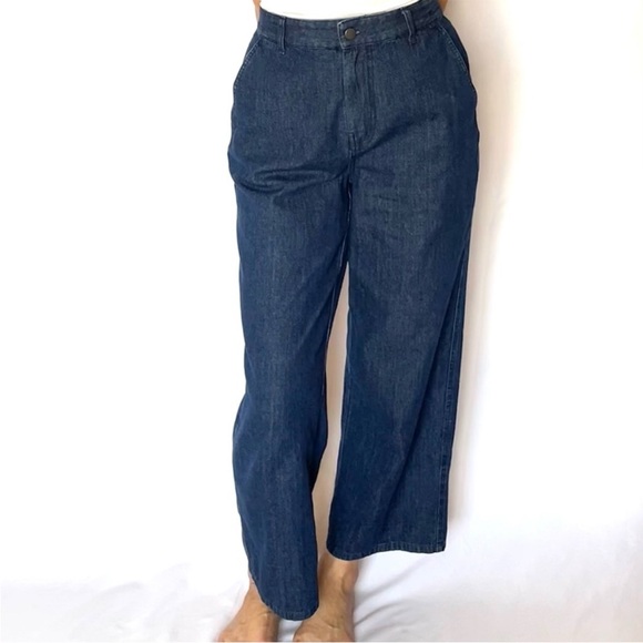 Jenni Kayne Wide Leg High Rise Vintage Blue Denim Trouser Jeans - Picture 4 of 9